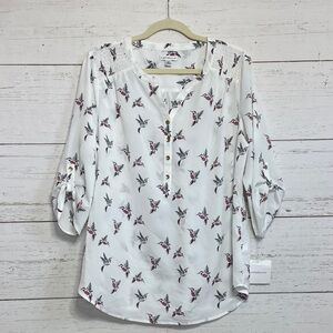 Croft & Barrow 3/4 Sleeved Bird-Patterned Tunic Style Blouse, size XL, NWT